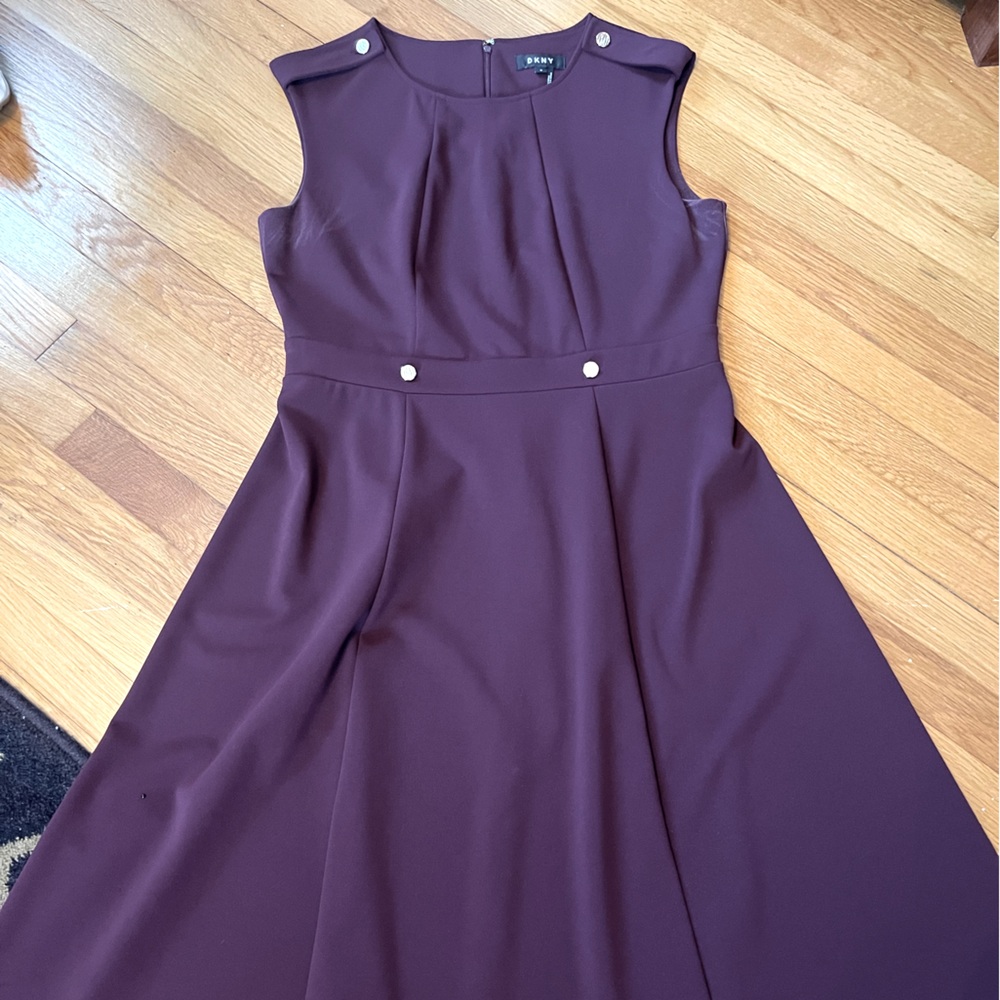 DKNY Eggplant Purple A-Line Midi Dress - Size 12
